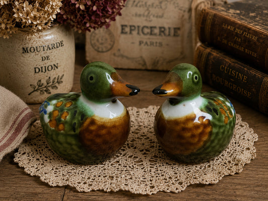 Hand-Painted Ceramic Mallard Duck Salt & Pepper Pots