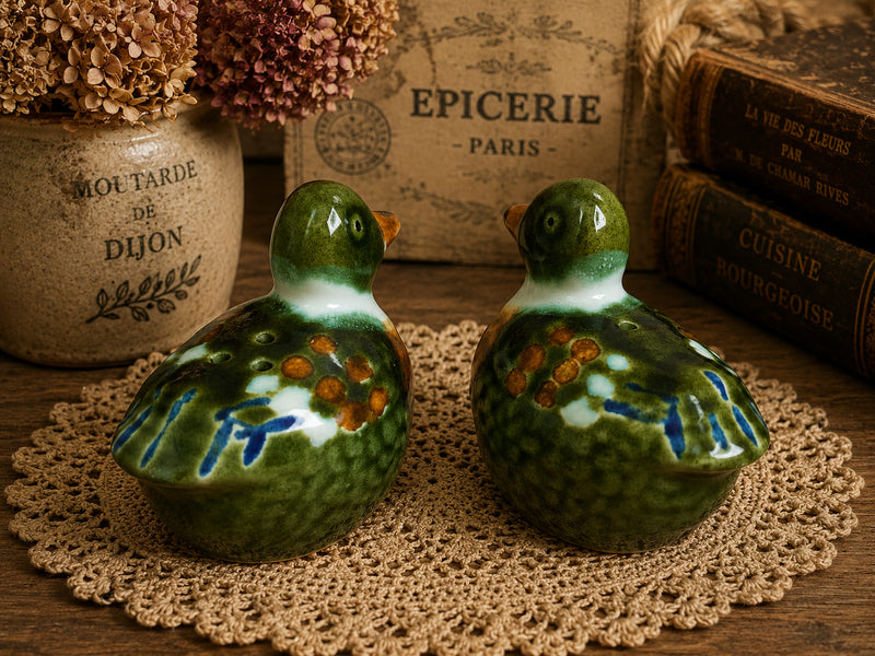 Hand-Painted Ceramic Mallard Duck Salt & Pepper Pots - The Little Brocante Shop