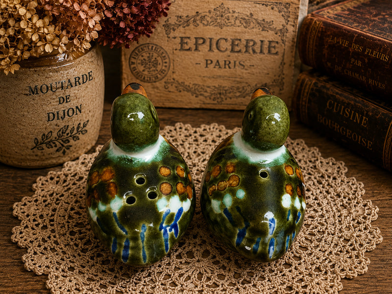 Hand-Painted Ceramic Mallard Duck Salt & Pepper Pots - The Little Brocante Shop