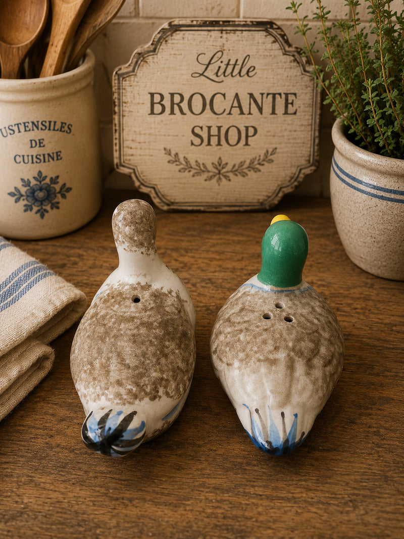 Vintage Ceramic Duck Salt & Pepper Shakers | Mallard Cruet Set | Country Cottage Kitchen Décor