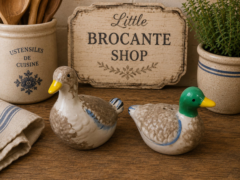 Vintage Ceramic Duck Salt & Pepper Shakers | Mallard Cruet Set | Country Cottage Kitchen Décor