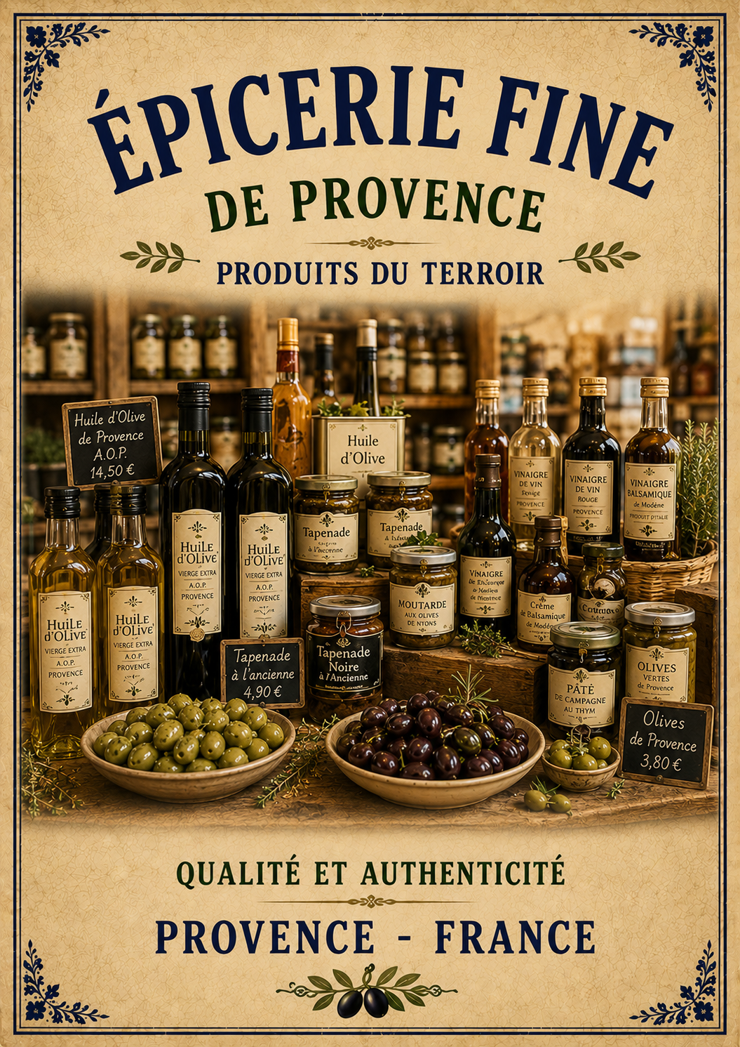 French Provence Epicerie Print Wall Art – A3 size