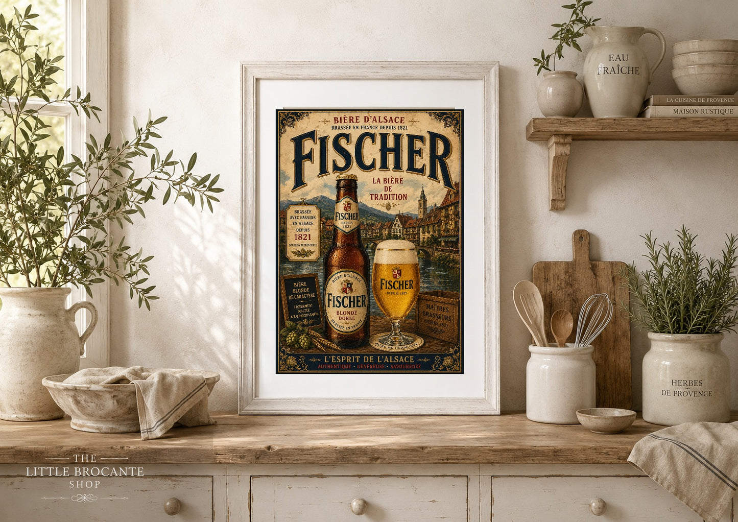 Fischer Bière d'Alsace Vintage Beer Poster – French Brewery Wall Art
