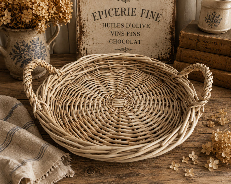 Vintage Wicker Basket with Handles – French Country Charm