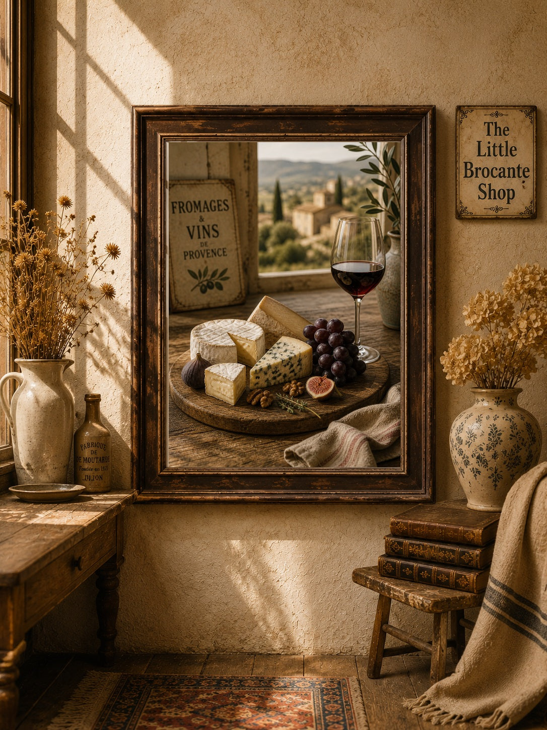 Fromages & Vins de Provence Print | French Cheese & Wine Wall Art | Rustic French Kitchen Decor | A4, A3, A2, A1