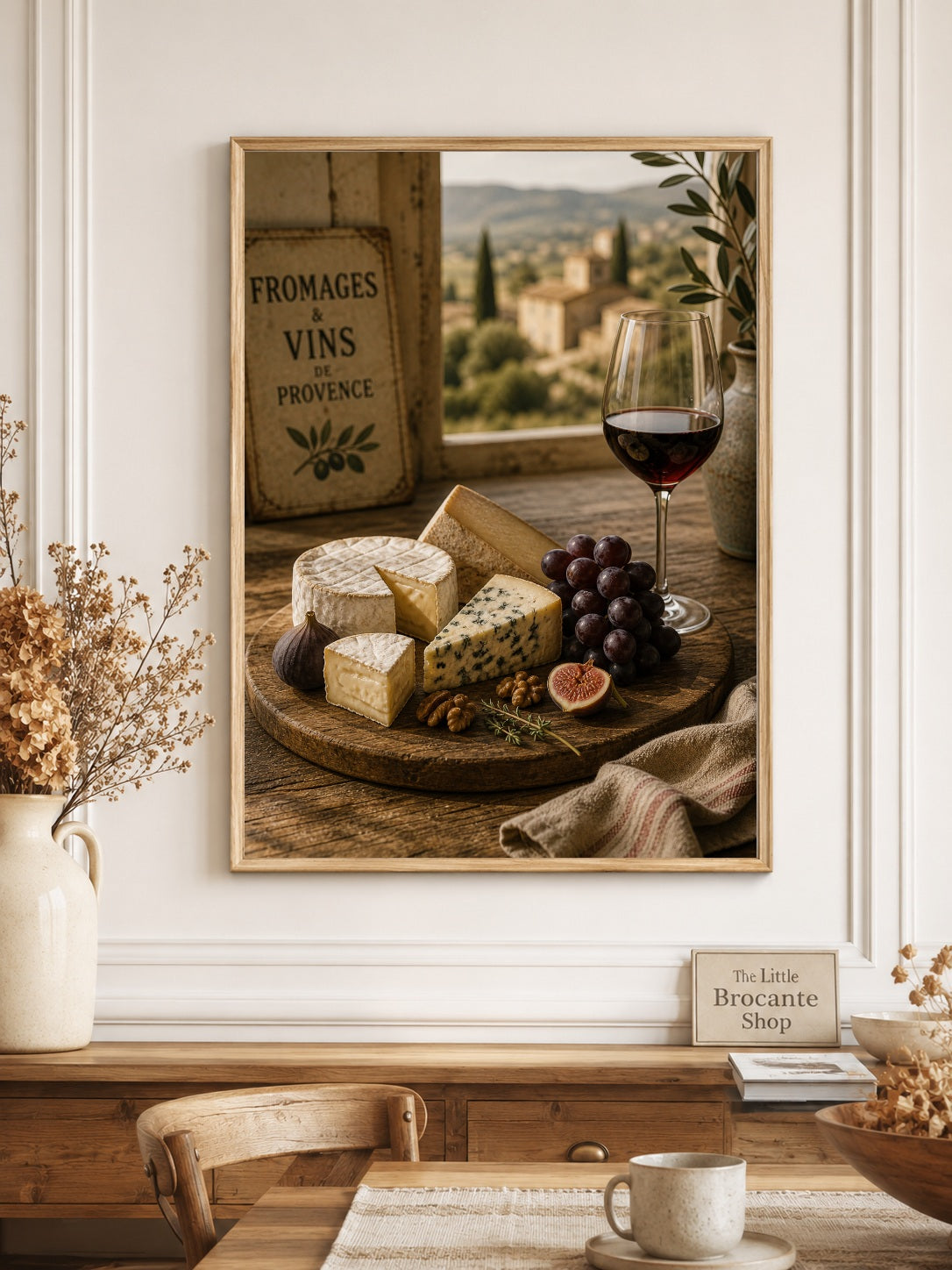 Fromages & Vins de Provence Print | French Cheese & Wine Wall Art | Rustic French Kitchen Decor | A4, A3, A2, A1