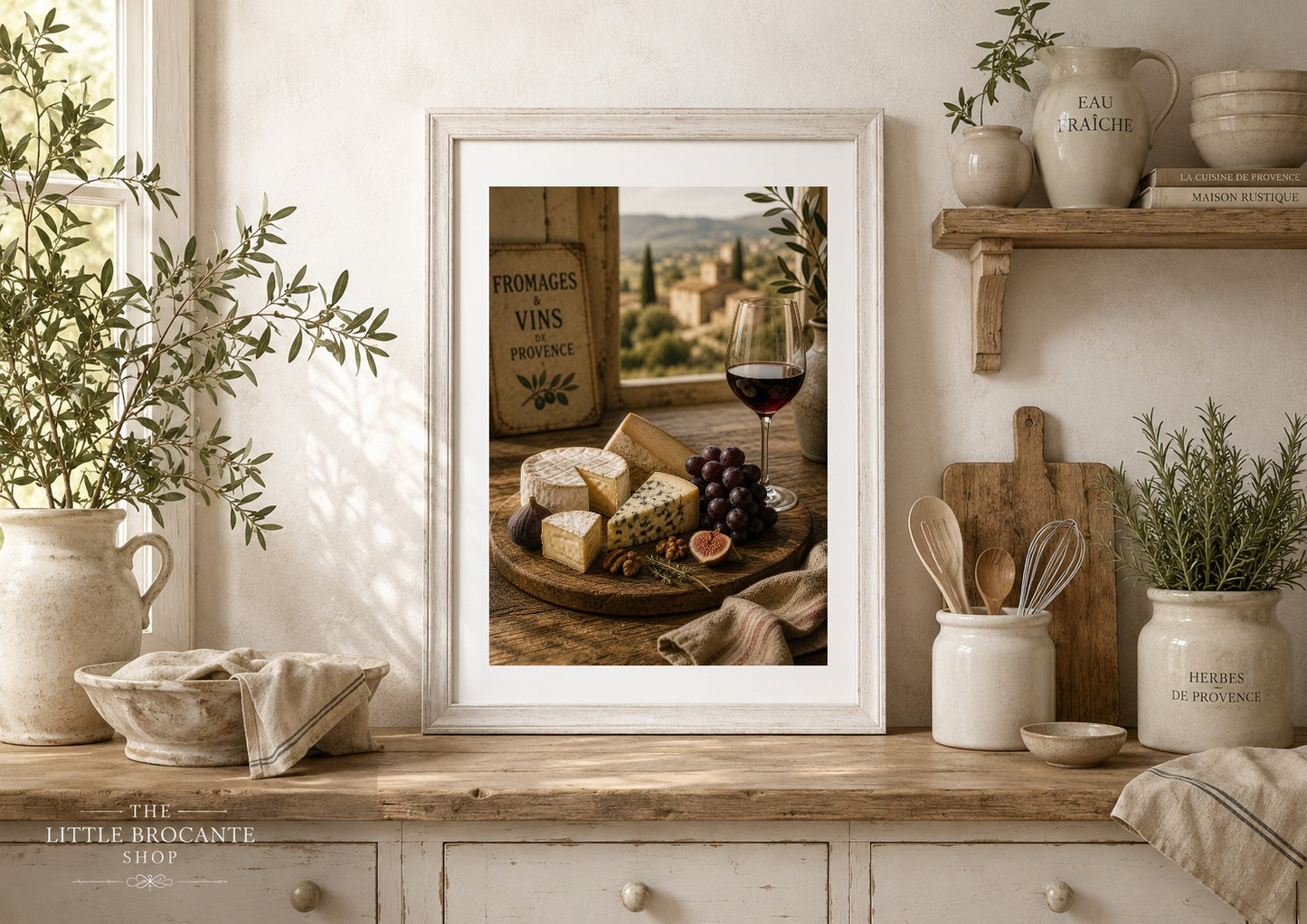 Fromages & Vins de Provence Print | French Cheese & Wine Wall Art | Rustic French Kitchen Decor | A4, A3, A2, A1
