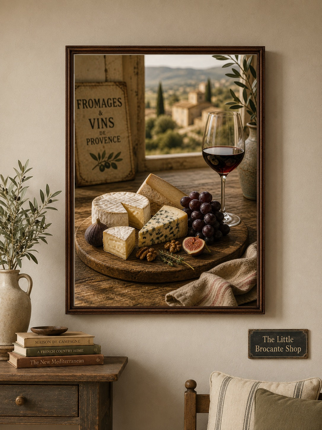 Fromages & Vins de Provence Print | French Cheese & Wine Wall Art | Rustic French Kitchen Decor | A4, A3, A2, A1