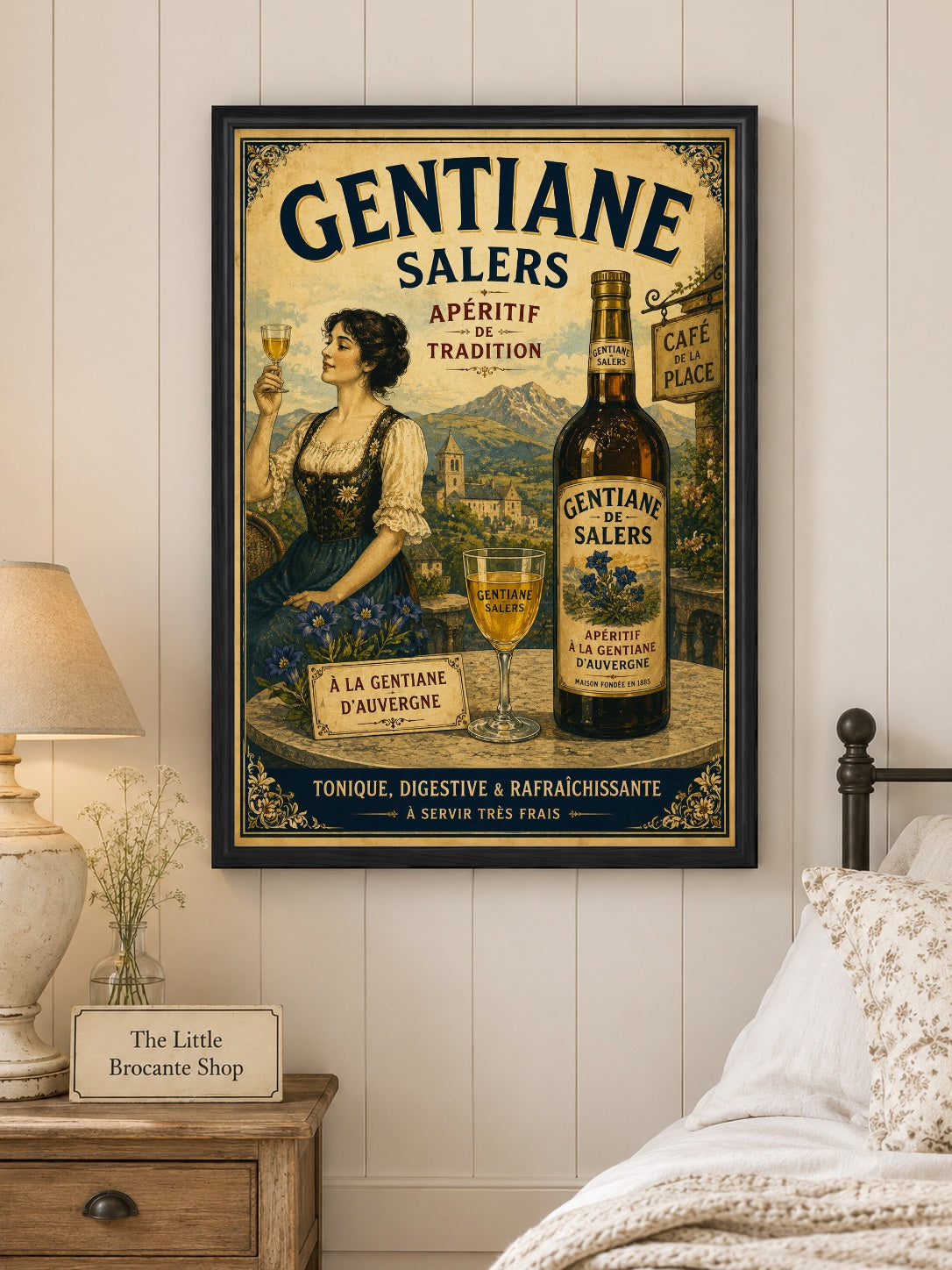 Gentiane de Salers Vintage French Aperitif Print | Auvergne Gentian Wall Art | French Drinks Advertising Poster