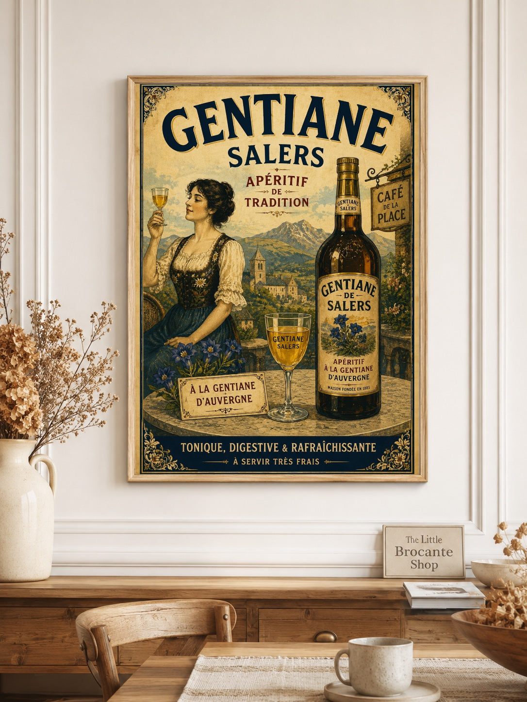 Gentiane de Salers Vintage French Aperitif Print | Auvergne Gentian Wall Art | French Drinks Advertising Poster