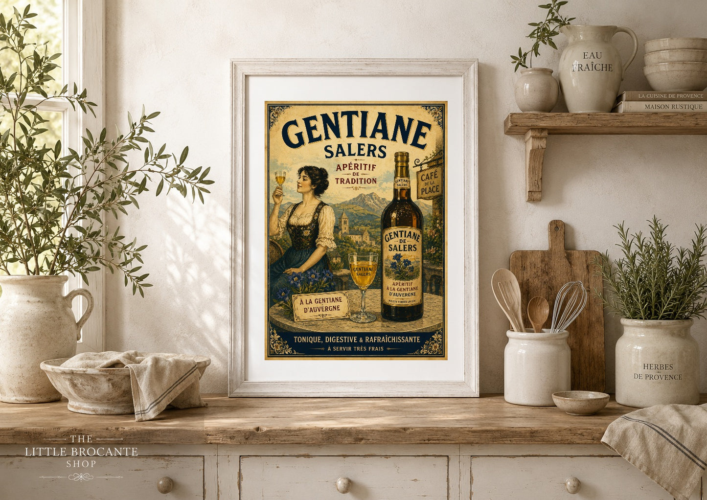 Gentiane de Salers Vintage French Aperitif Print | Auvergne Gentian Wall Art | French Drinks Advertising Poster