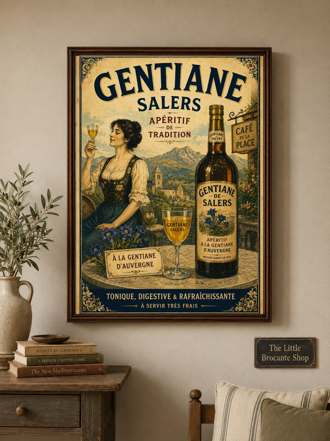 Gentiane de Salers Vintage French Aperitif Print | Auvergne Gentian Wall Art | French Drinks Advertising Poster