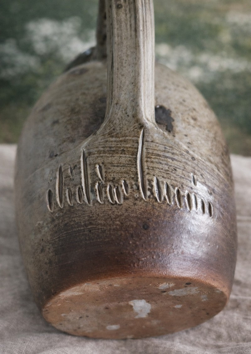 Vintage French Green & Brown Stoneware Jug - The Little Brocante Shop