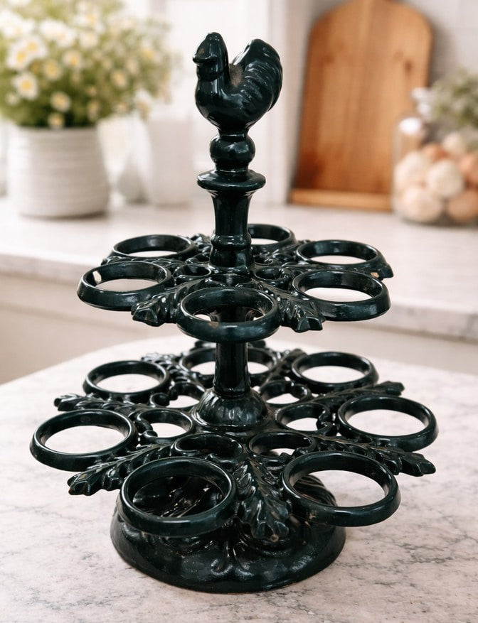 Vintage French Cast Iron Egg Holder