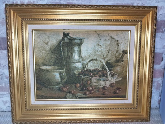 Vintage French Still Life Picture of Cherries