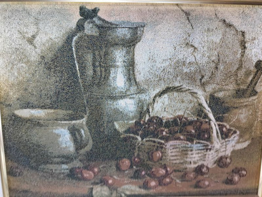 Vintage French Still Life Picture of Cherries