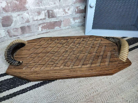 Antique Horn Decorated French Bread Cutting Board