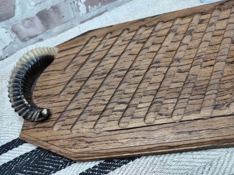 Antique Horn Decorated French Bread Cutting Board