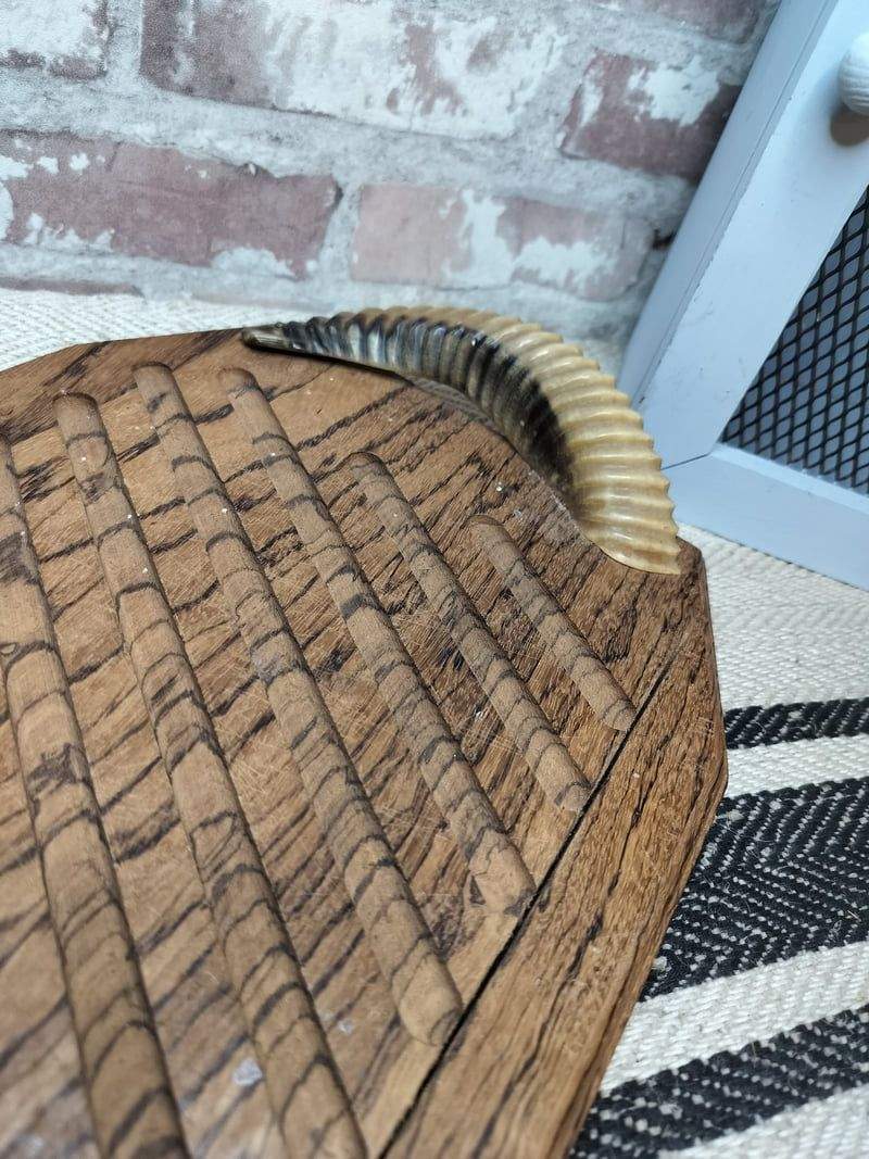Antique Horn Decorated French Bread Cutting Board
