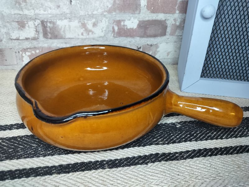Vintage French Glazed Ceramic Stoneware Casserole Pot