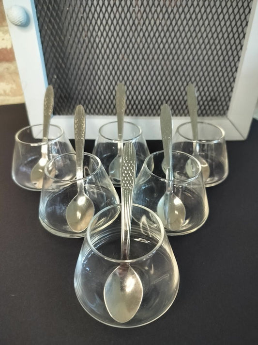 Vintage French Amuse Bouche / Dessert Bowls with Spoons