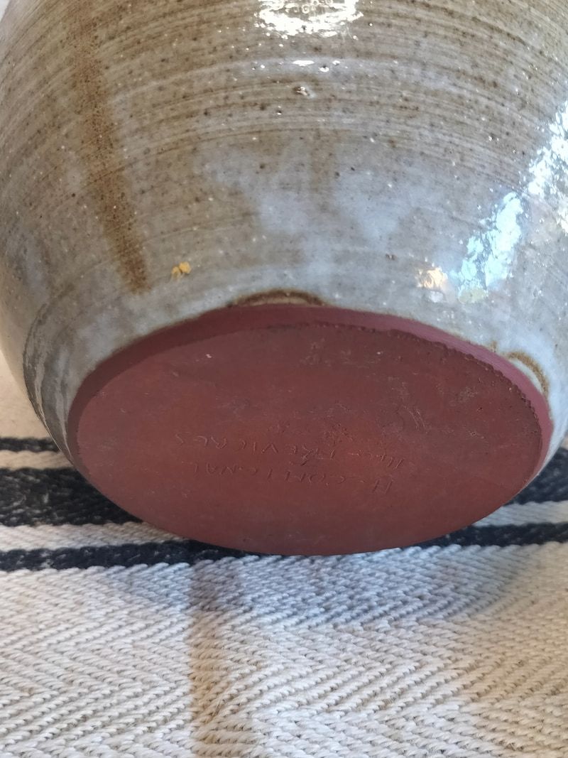 Handmade Vintage French Glazed Pot with Lid