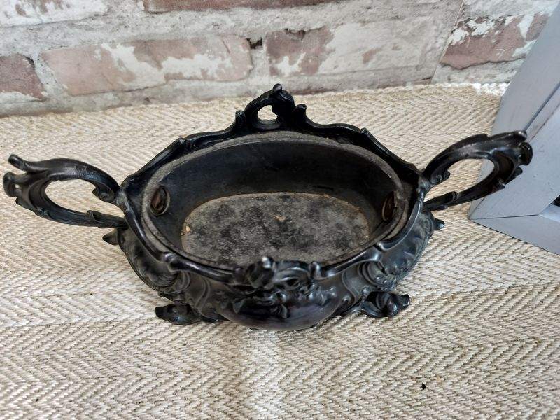 Antique French Louis XVth style Ornate Metal Jardiniere c. late 1800's