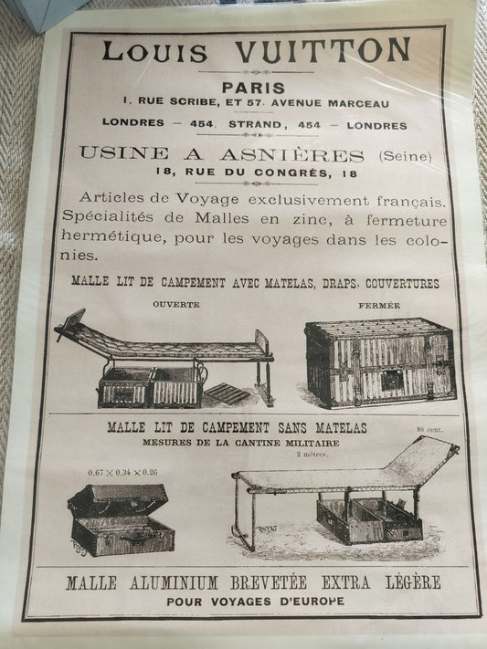 Repro French Louis Vuitton Camp Bed Advert