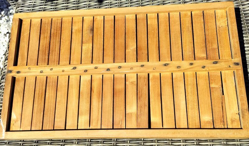French Vintage Teak Wooden Tray