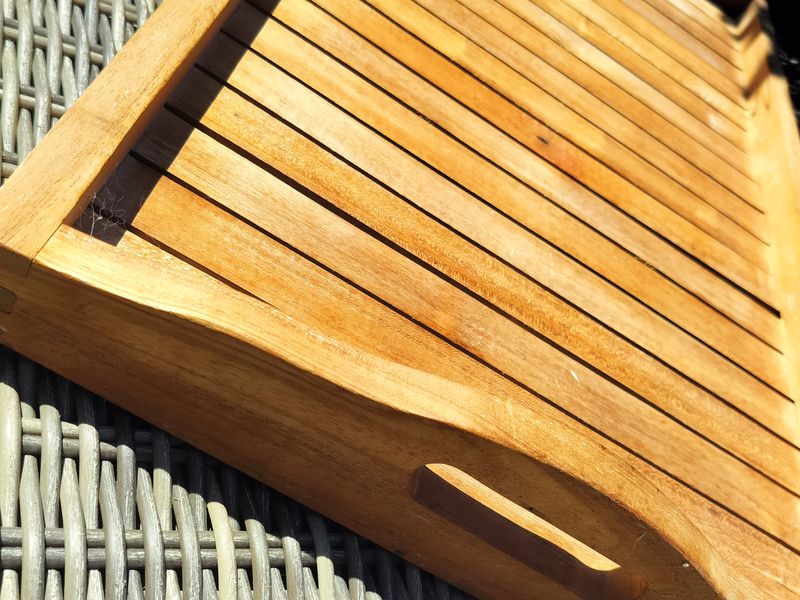 French Vintage Teak Wooden Tray