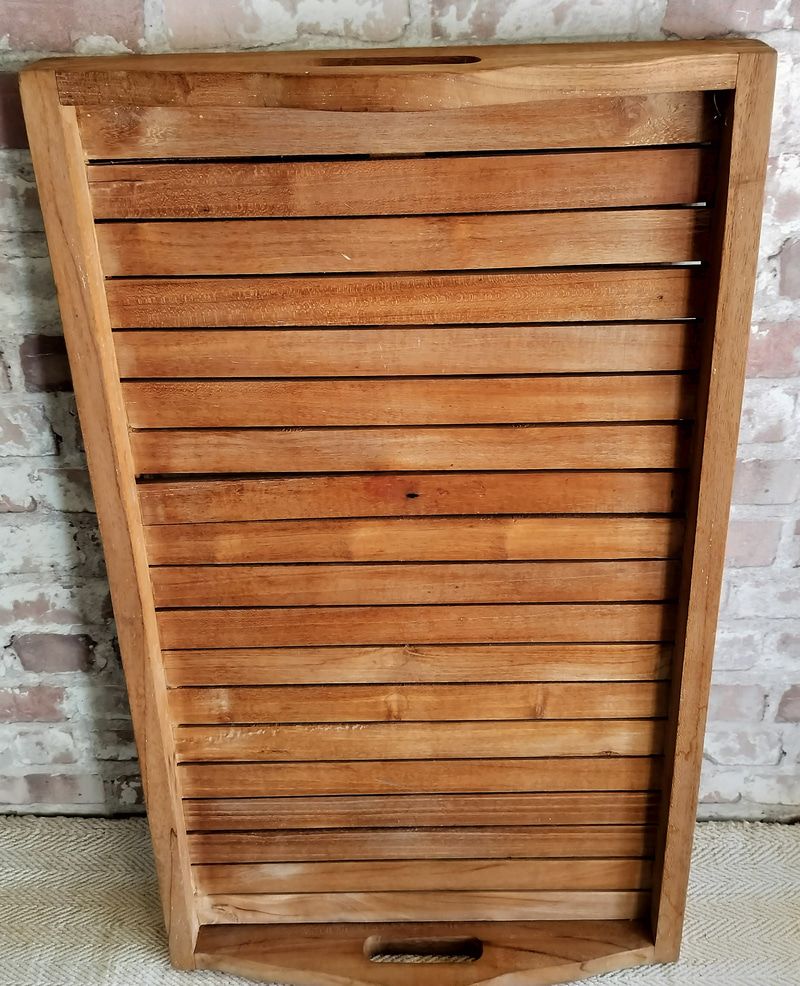 French Vintage Teak Wooden Tray