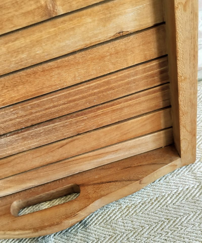 French Vintage Teak Wooden Tray