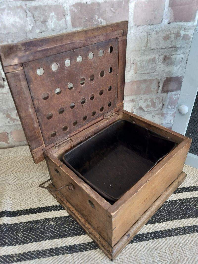 French Antique Wooden Handwarmer