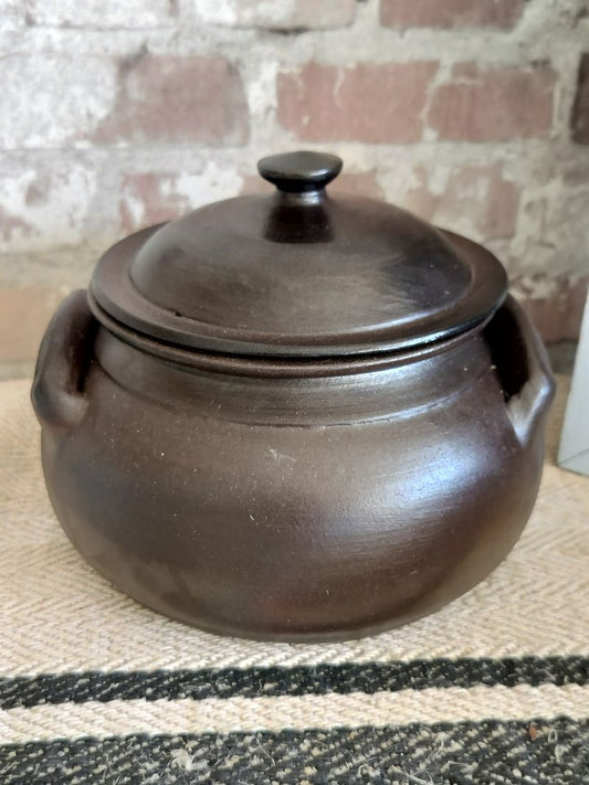 Vintage French Jean Dubost Glazed Earthenware Pot with Lid