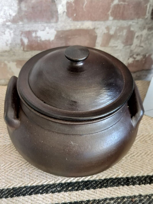 Vintage French Jean Dubost Glazed Earthenware Pot with Lid