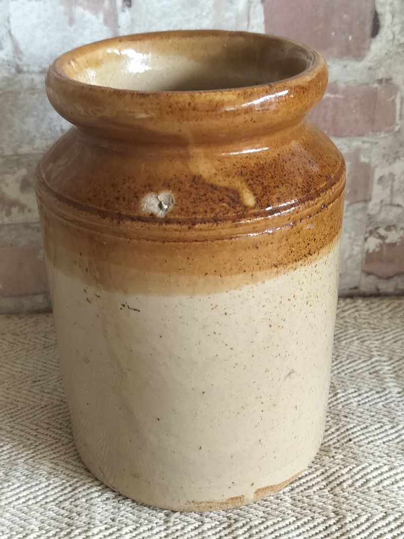 Vintage Two Tone Glazed Stoneware Storage Pot