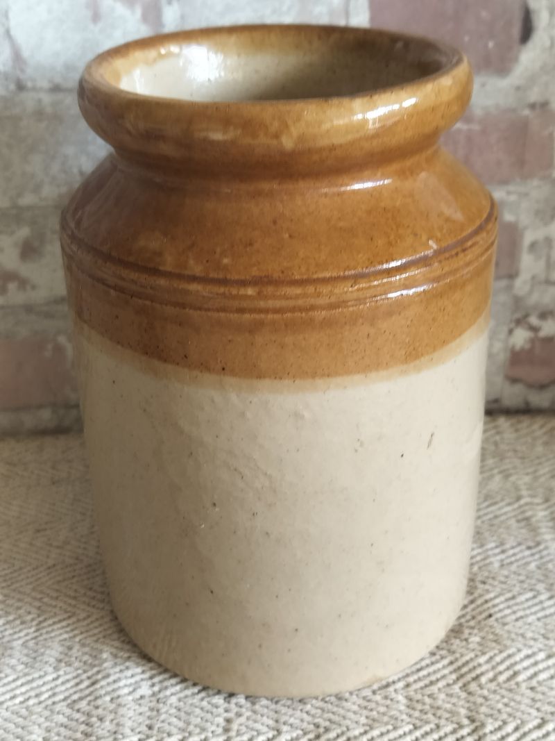 Vintage Two Tone Glazed Stoneware Storage Pot