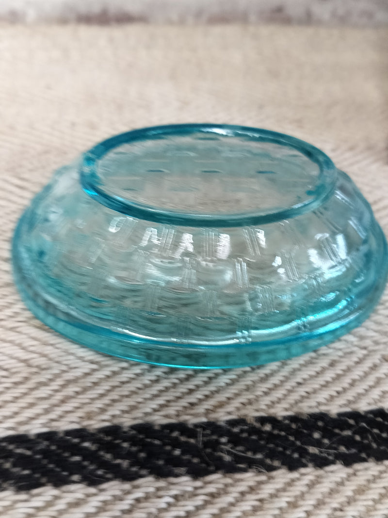 French Blue Glass Chicken Egg holder c. 1930