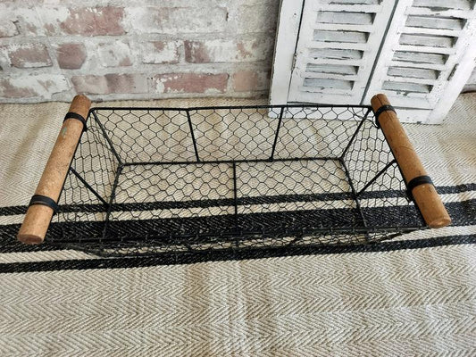 Vintage French Oblong Metal Basket