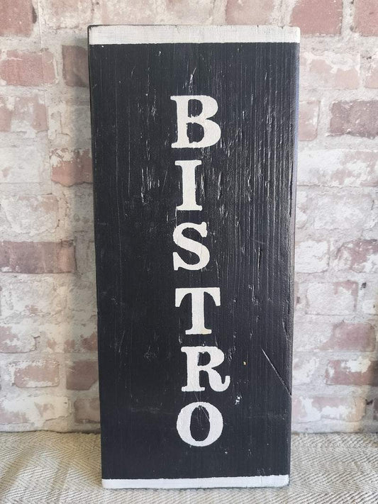 Black & White Handmade Wooden Bistro Sign