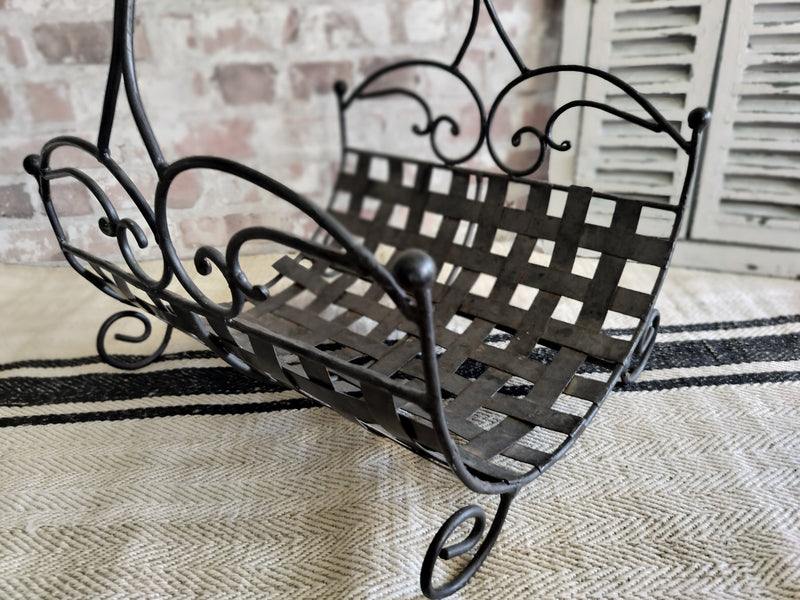 Vintage French Metal Log Basket