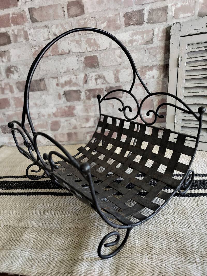 Vintage French Metal Log Basket
