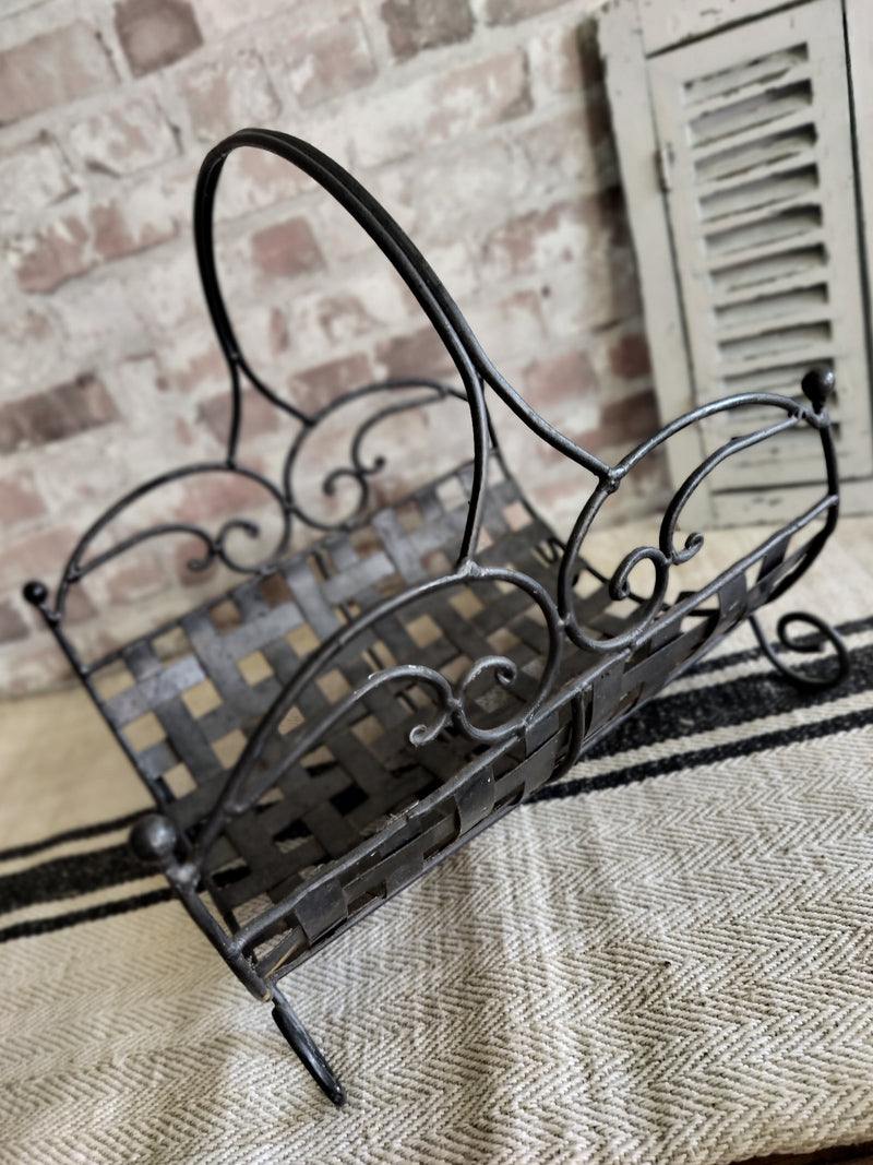 Vintage French Metal Log Basket