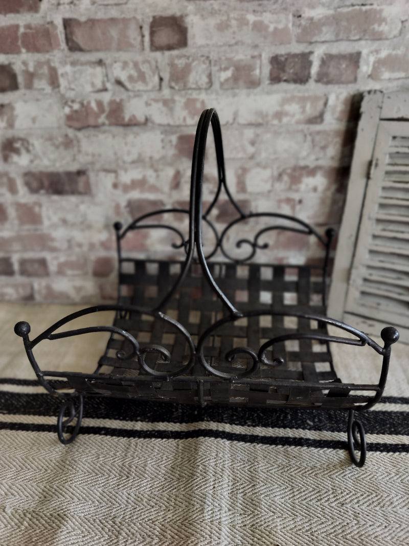 Vintage French Metal Log Basket