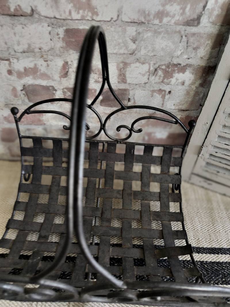 Vintage French Metal Log Basket