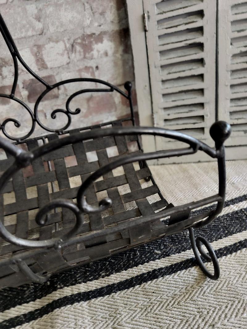 Vintage French Metal Log Basket