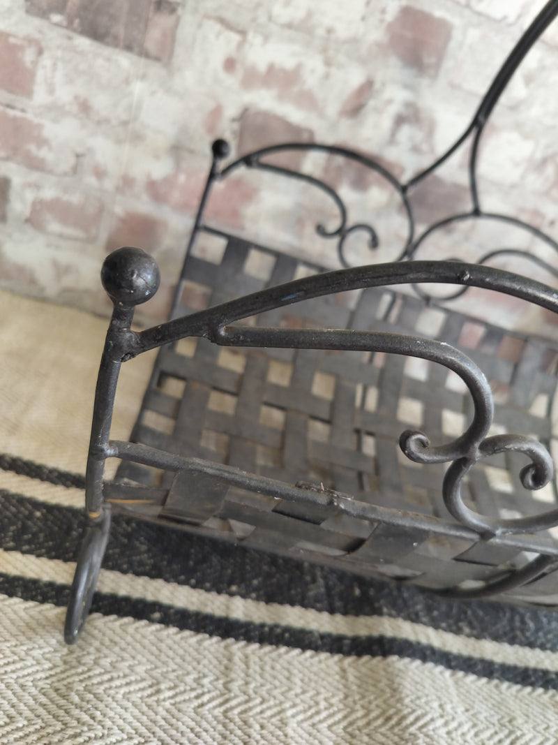 Vintage French Metal Log Basket