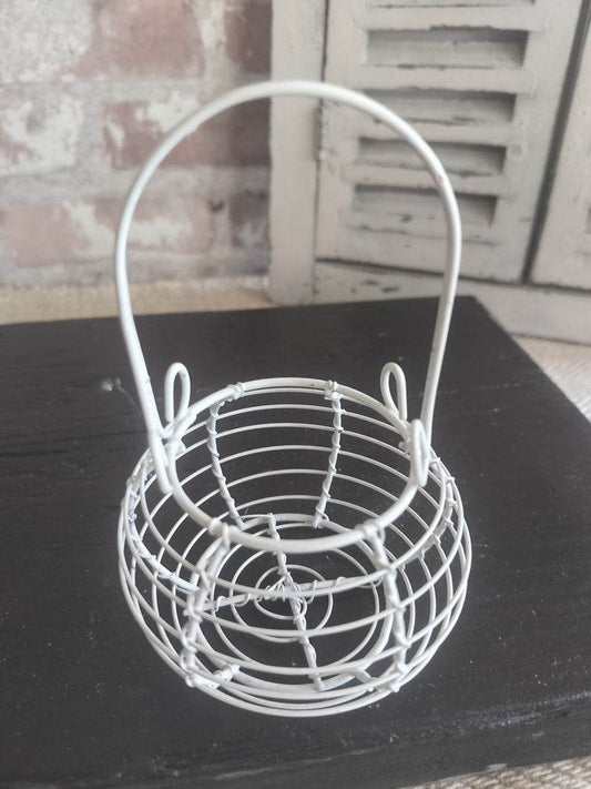 Vintage French White Single Egg Basket