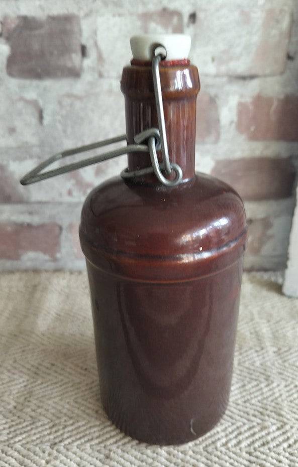 Vintage French Stoneware Bottle with Swing Top Stopper