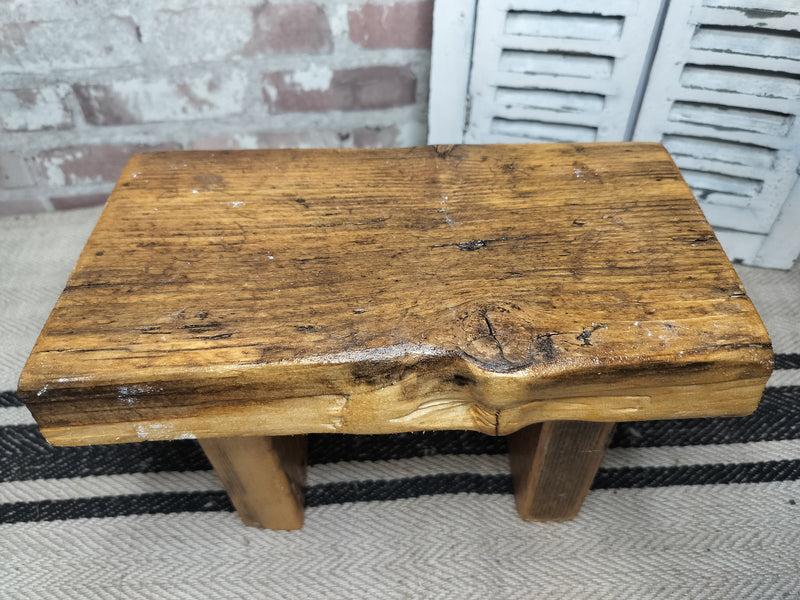 Rustic Reclaimed Wooden Stool Plant Stand